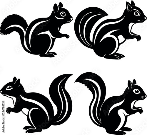 Minimalist Chipmunk Silhouette Vector Clean & Bold .Design