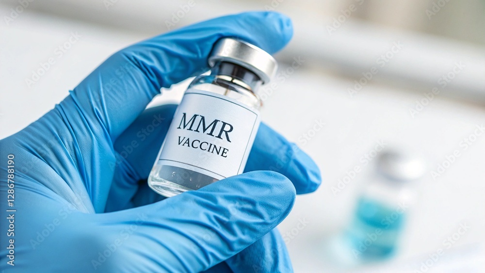 Measles, Mumps, Rubella (MMR) Vaccine in Vial, Vaccination and Immunization, in Hand of Nurse or Doctor Measles, Mumps, Rubella (MMR) Vaccine in Vial, Vaccination and Immunization, in Hand of Nurse or Doctor
