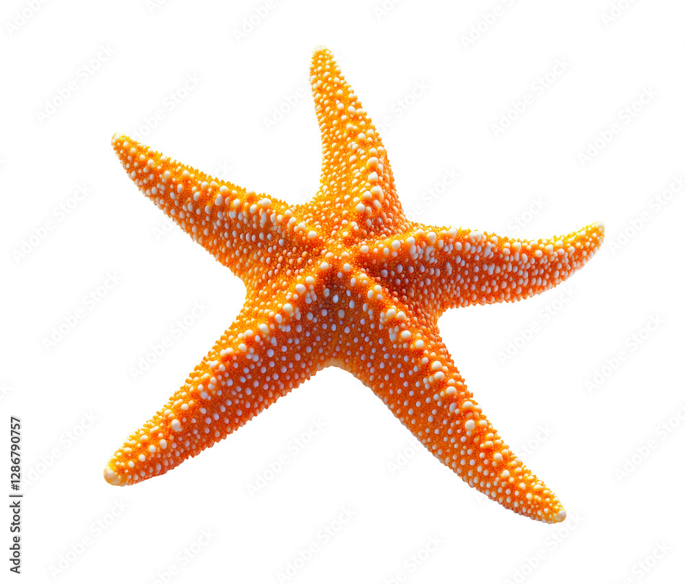 Bright orange starfish isolated on transparent background