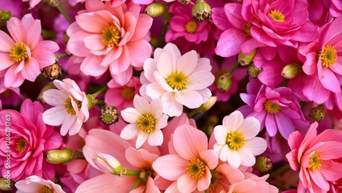 Vibrant Pink and White Flower Bouquet Close-Up
