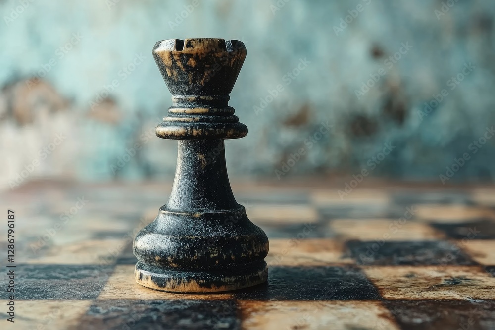 On a chessboard, the black rook is an emblem of unyielding strength and resilience On a chessboard, the black rook is an emblem of unyielding strength and resilience