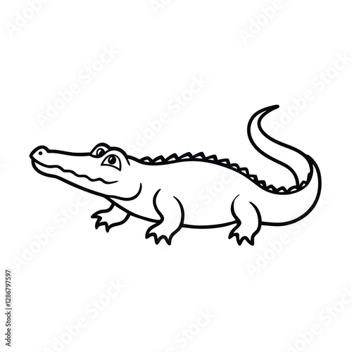 vector illustration of cartoon crocodile
