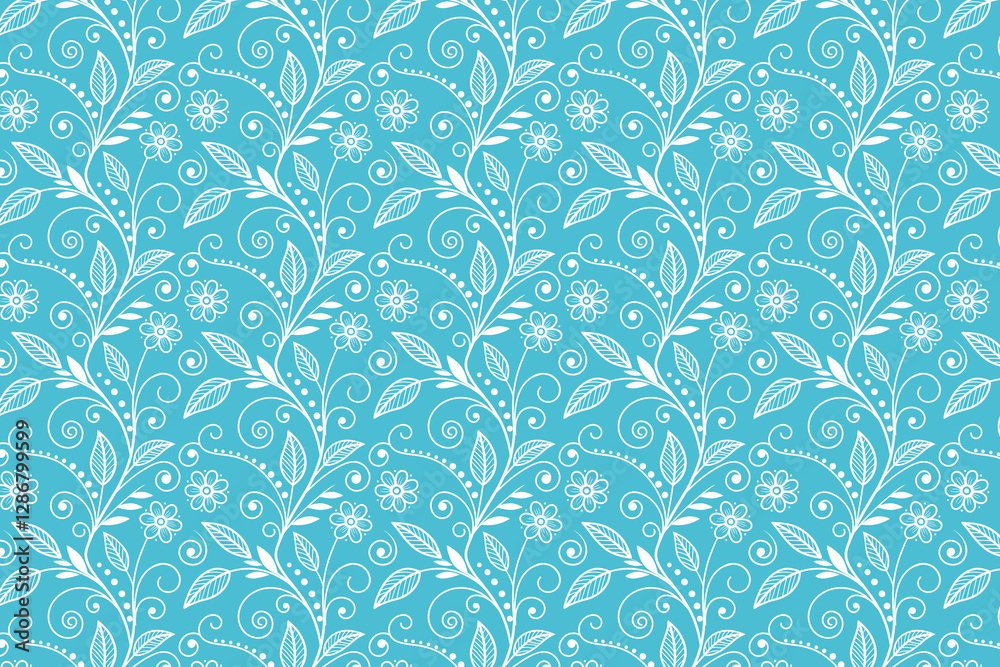 Fototapeta premium Floral And Citrus Summer Seamless Pattern Vector Illustration Background
