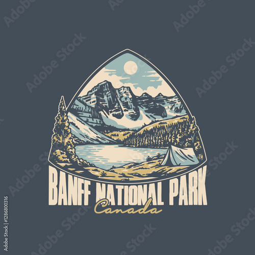 Banff national park illustration badge design for merchandise 