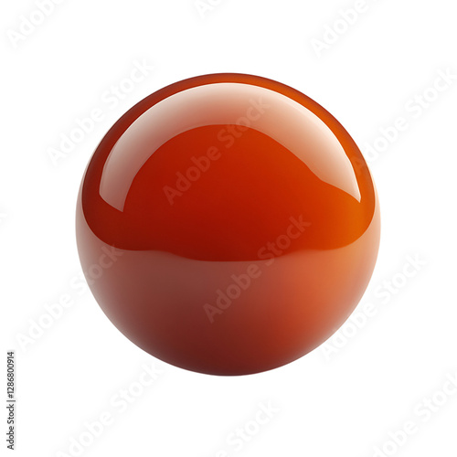 Smooth Carnelian Stone Red Sphere Isolated on Transparent Background