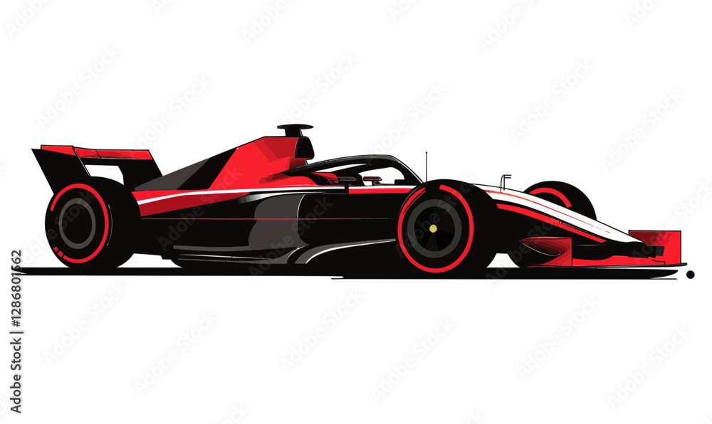 Obraz premium Sleek F1 Race Car Vector Illustration in Minimalist Style for Sports Enthusiasts