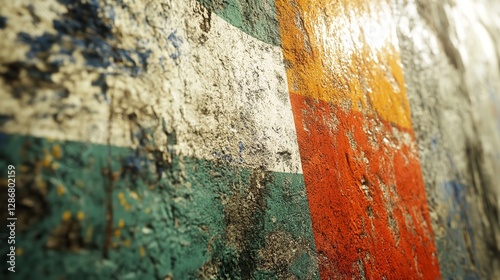 Grunge background with layers of peeling paint photo