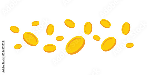 money coin saving. cash and floating coins exchange with finance business concept, earning investment.  Vector illustration dollar