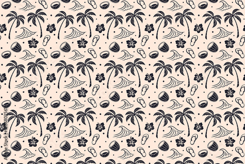 Summer Seamless Pattern Vector Illustration Background