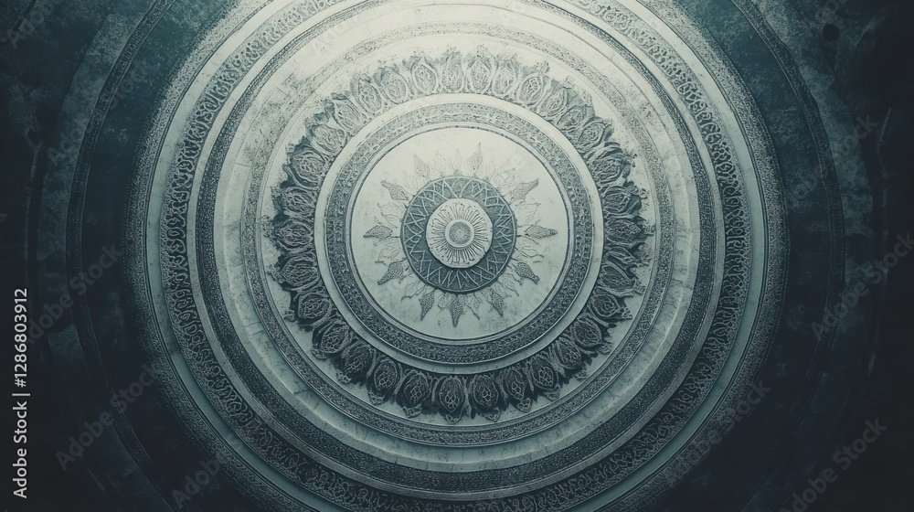 Naklejka premium Ornate Ceiling Detail with Intricate Pattern and Architectural Design Element
