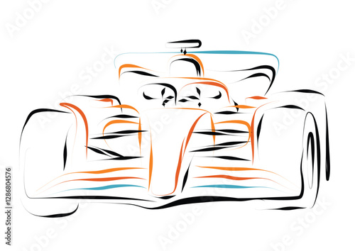 Formula race car linear illustration. Sports car collection for design of fliers, brochures and banners.