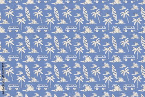 Summer Seamless Pattern Vector Illustration Background