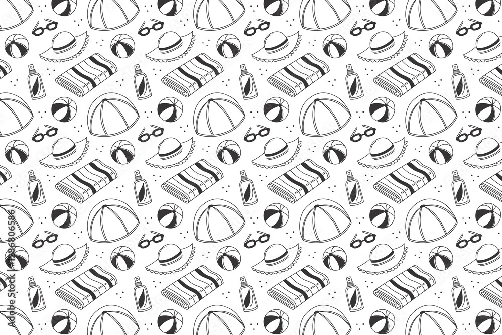 Summer Beach Icons Seamless Pattern Vector Illustration Background Summer Beach Icons Seamless Pattern Vector Illustration Background