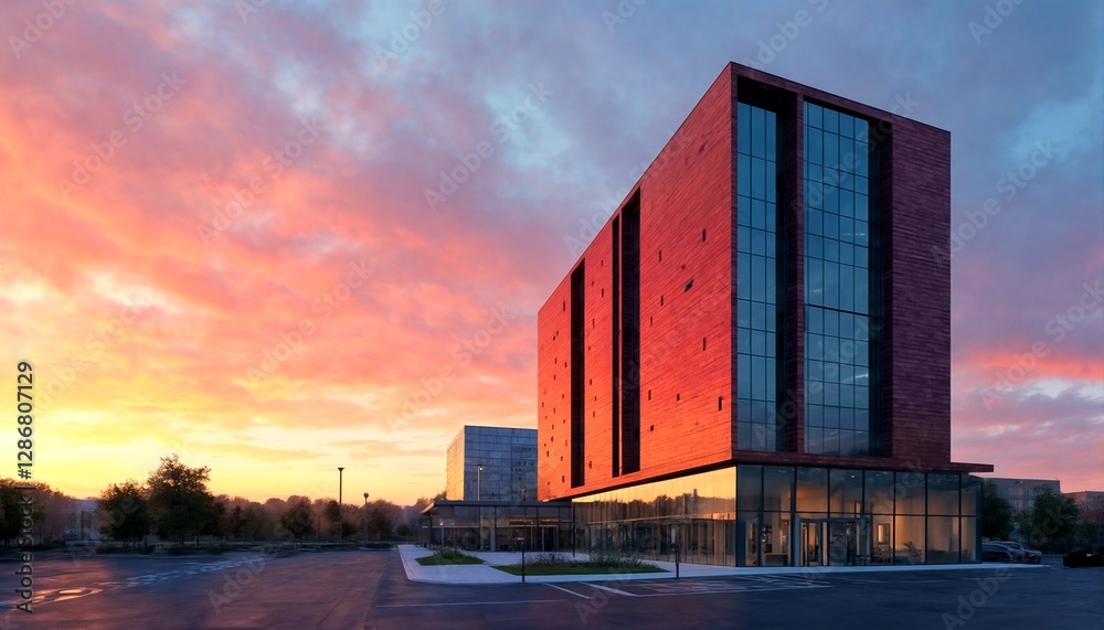 Fototapeta premium Sunset Reflections on Modern Buildings.