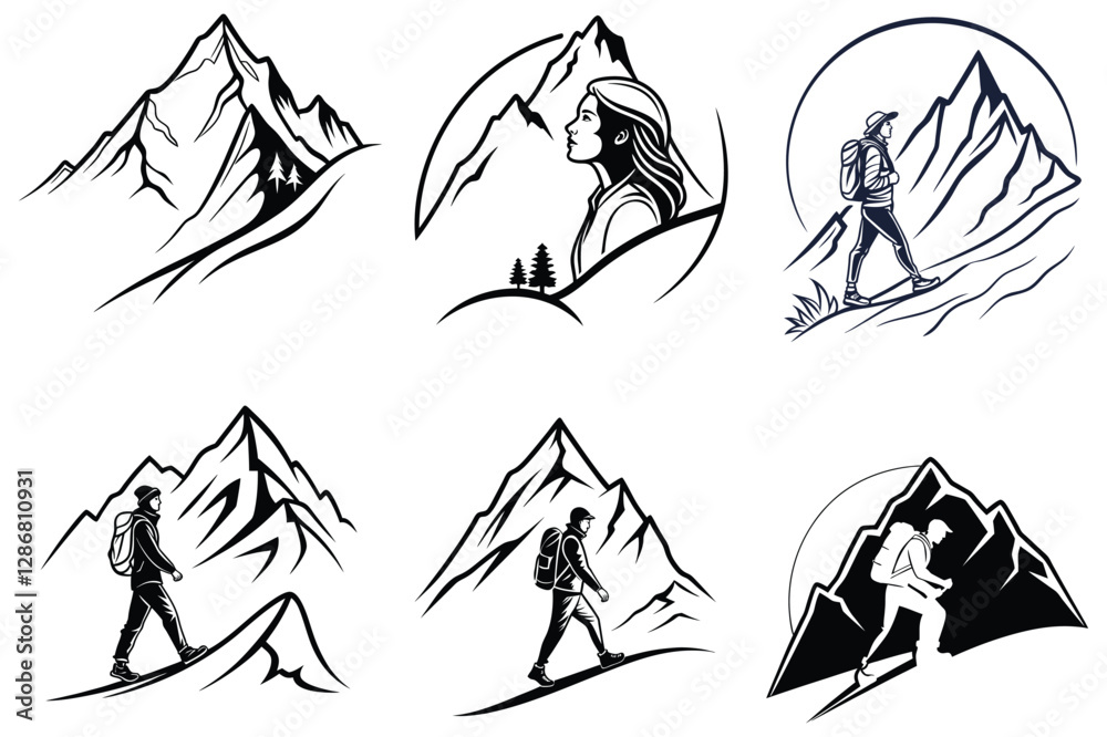 Fototapeta premium minimalist mountain figure logo silhouette