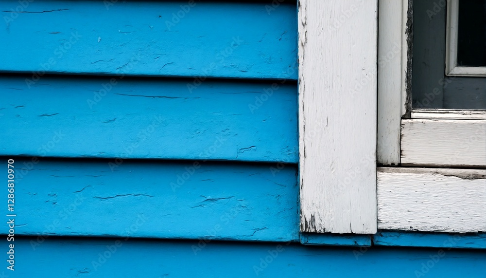 An old blue house with white trim. An old blue house with white trim.