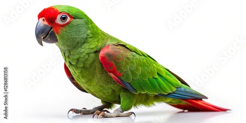 thick billed parrot isolated on white background