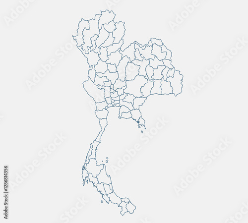 Outline Thailand map isolated on white background. Thailand map. Thailand map outline template. Vector illustration