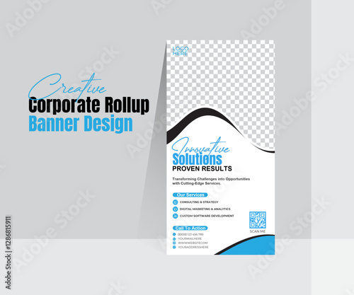 Creative corporate Rollup Banner design vector template for business marketing