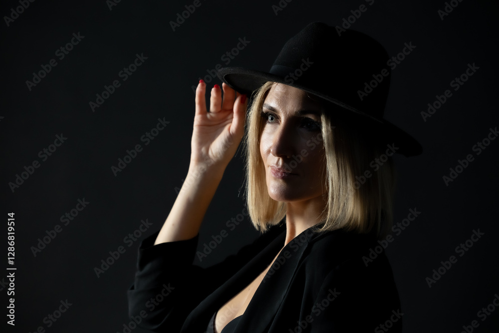 Hat and Light: A Portrait of a Beautiful, Mature Woman in the Studio Hat and Light: A Portrait of a Beautiful, Mature Woman in the Studio