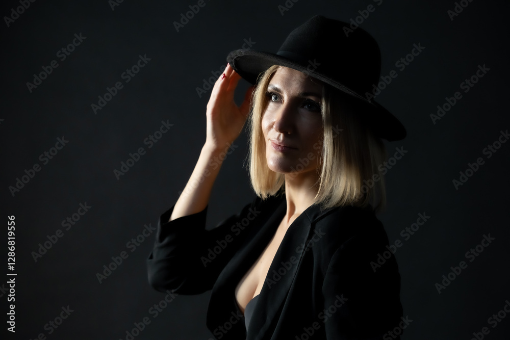 Hat and Light: A Portrait of a Beautiful, Mature Woman in the Studio Hat and Light: A Portrait of a Beautiful, Mature Woman in the Studio