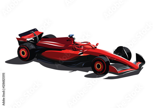 Formula car color illustration. Sports car collection for design of fliers, brochures and banners. red colored race car