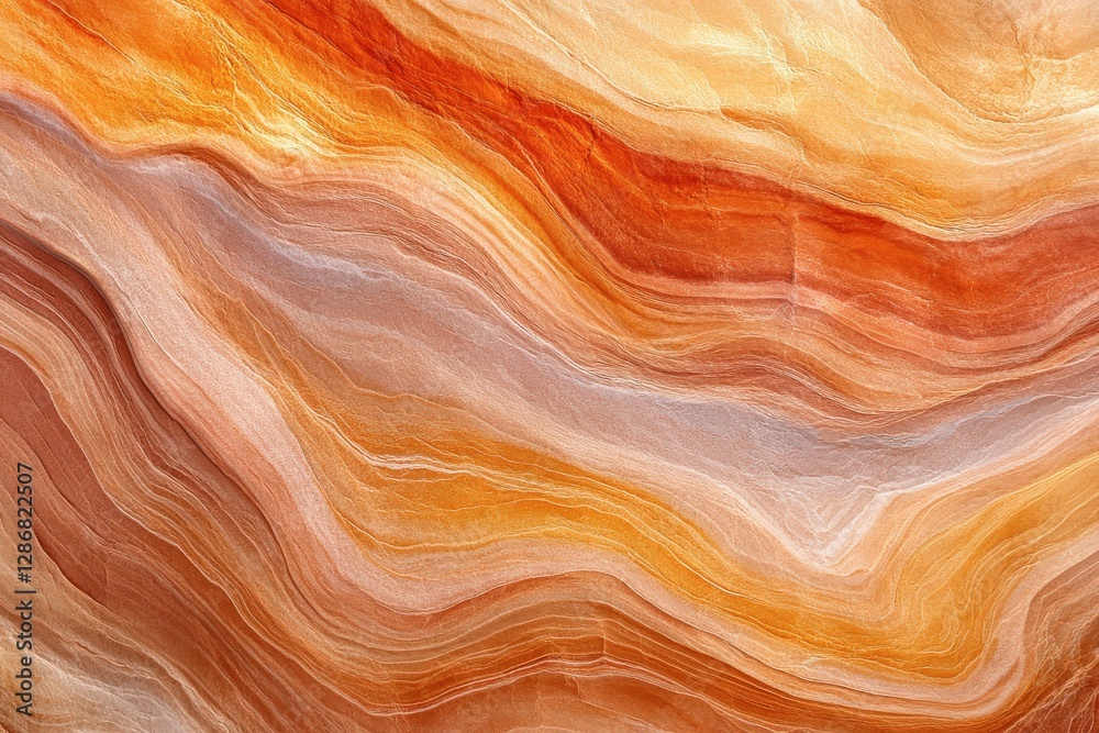 Obraz premium Natural patterns of colorful sandstone showcasing vibrant hues of orange, red, and cream in a geological formation
