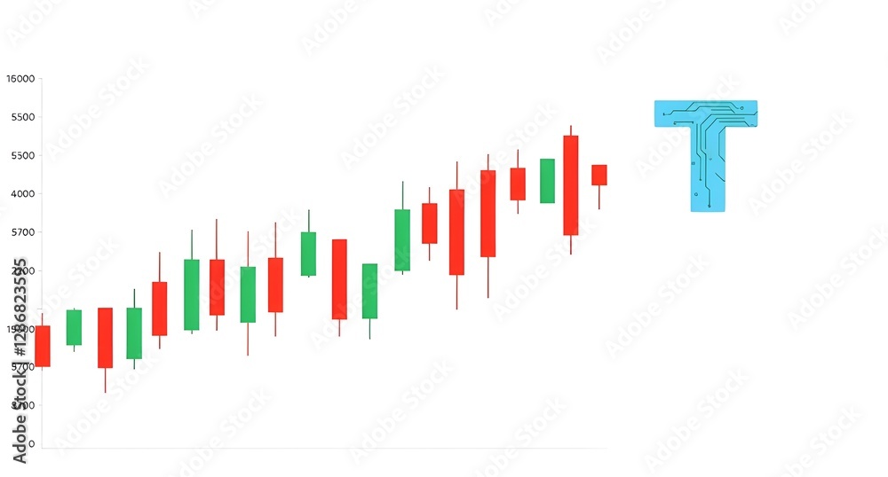 A candlestick chart shows a generally upward trending stock price with some price fluctuations.
A candlestick chart shows a generally upward trending stock price with some price fluctuations.