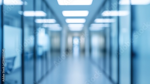 Abstract blurred office hall interior and meeting room. Blurry corridor in working space with defocused effect. Use for background or backdrop in business concept