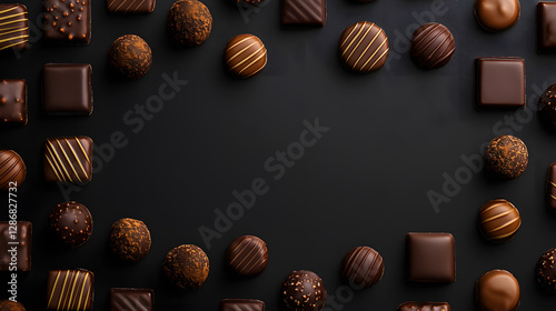 A Varied Collection of Assorted Gourmet Chocolates on a Dark Background for Sweet Treat Enthusiasts