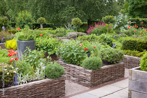 Raised beds in Physic Garden, Edinburgh, UK