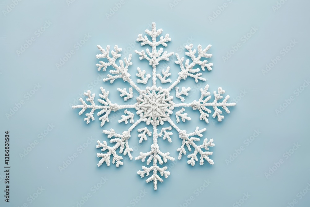 Delicate white snowflake on clean background minimalist art style Delicate white snowflake on clean background minimalist art style