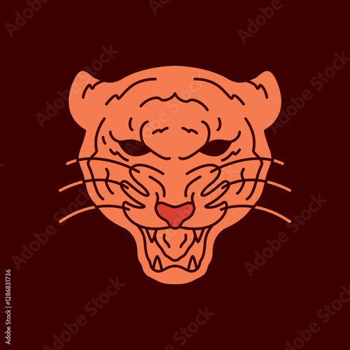 scare face tiger logo design vector illustration template