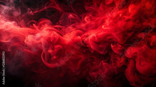 Deep red smoke swirling against a black background, moody and atmospheric abstract texture, perfect for dramatic backgrounds, horror themes, and digital artwork.