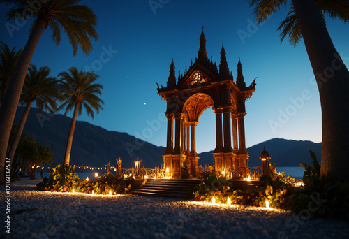 shrine of the holy at a beach photo