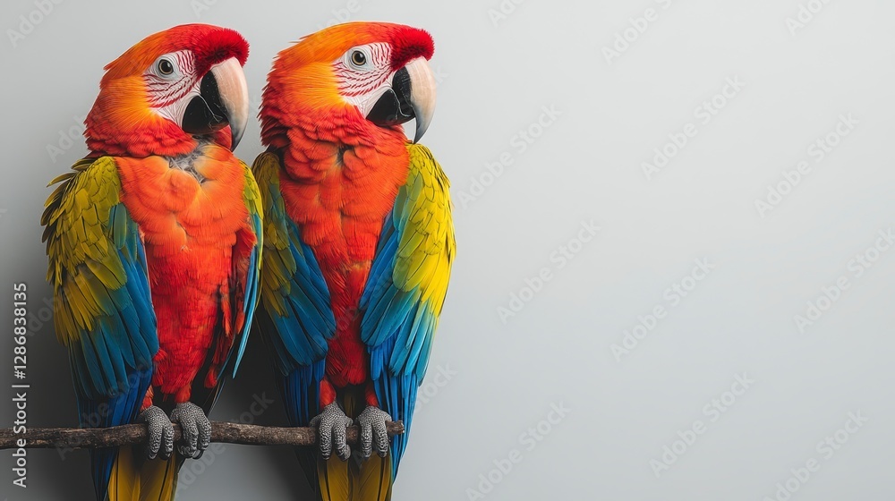 Obraz premium Two Colorful Macaws Perched Together On a Branch