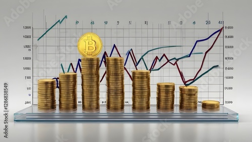 growth money isolated on transparent 3d podium blank white background with wealth financial business success finance graph stock profit investment chart.