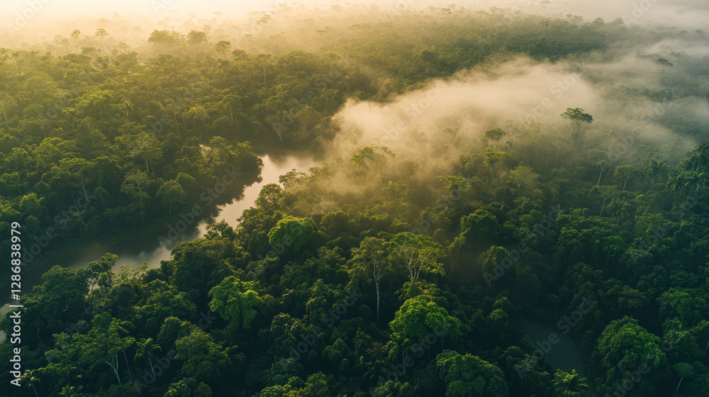 Fototapeta premium A Dense Tropical Rainforest With A River
