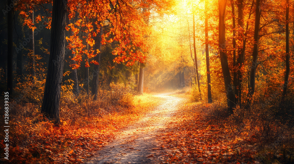 Fototapeta premium Autumn Forest In The Sun