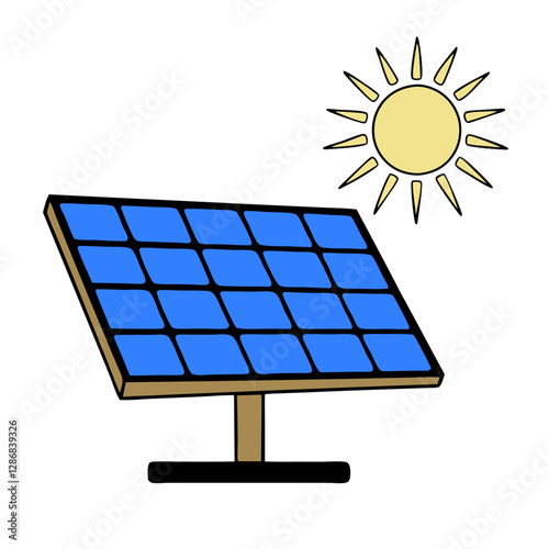 Solar Panel Icon Vector Art Illustration for Renewable Energy and Eco-Friendly Design