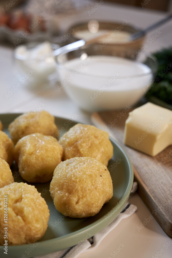potato cutlets in breadcrumbs , cooking process potato cutlets in breadcrumbs , cooking process