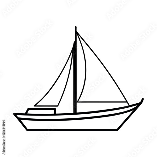 Yawl Line Drawing Vector for Sailing Club Logos