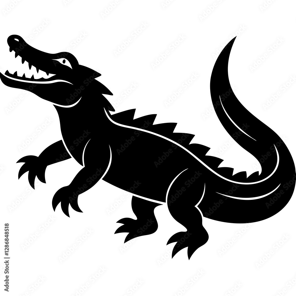 Obraz premium Creative Crocodile Silhouette Vector Simple & Aesthetic Design.