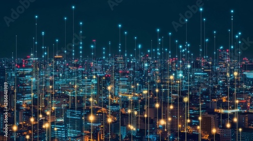 Wallpaper Mural Futuristic cityscape with glowing structures and digital pathways, showcasing advanced urban innovation.
 Torontodigital.ca