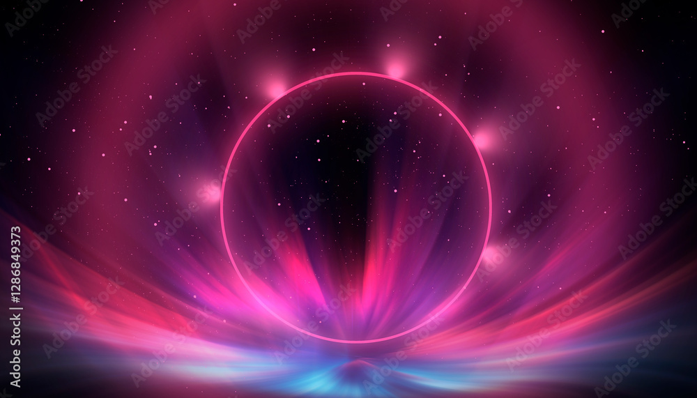 Obraz premium Abstract Neon Color circle Future Background.