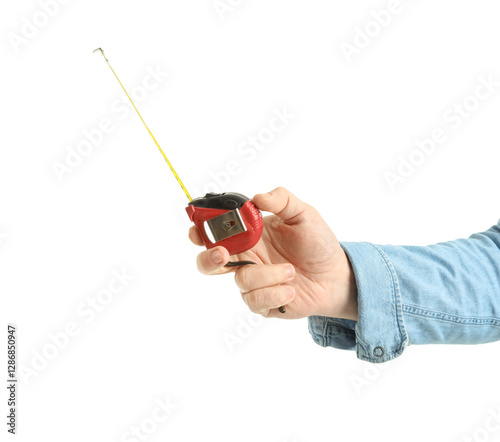 Worker with measure tape on...