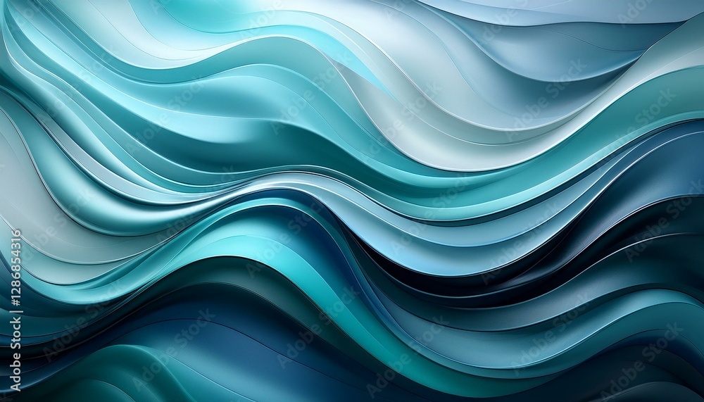 Fototapeta premium Elegant Flowing Waves in Teal and Silver