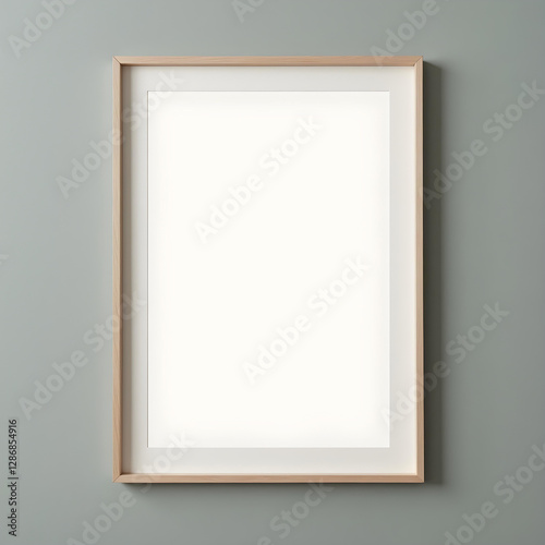 wooden frame mockup on the gray wall, 5:7 