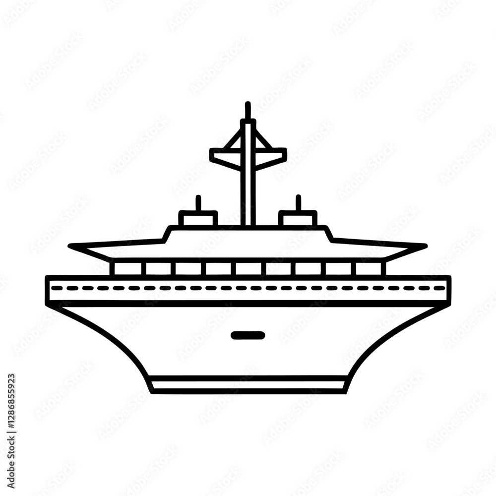 Obraz premium Aircraft Carrier Blueprint Style Line Art Vector
