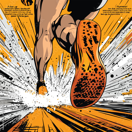 Here is a close-up of a runner, showing the soles of their shoes and the power of the run. 